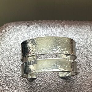 Silver Textured Cuff Bracelet